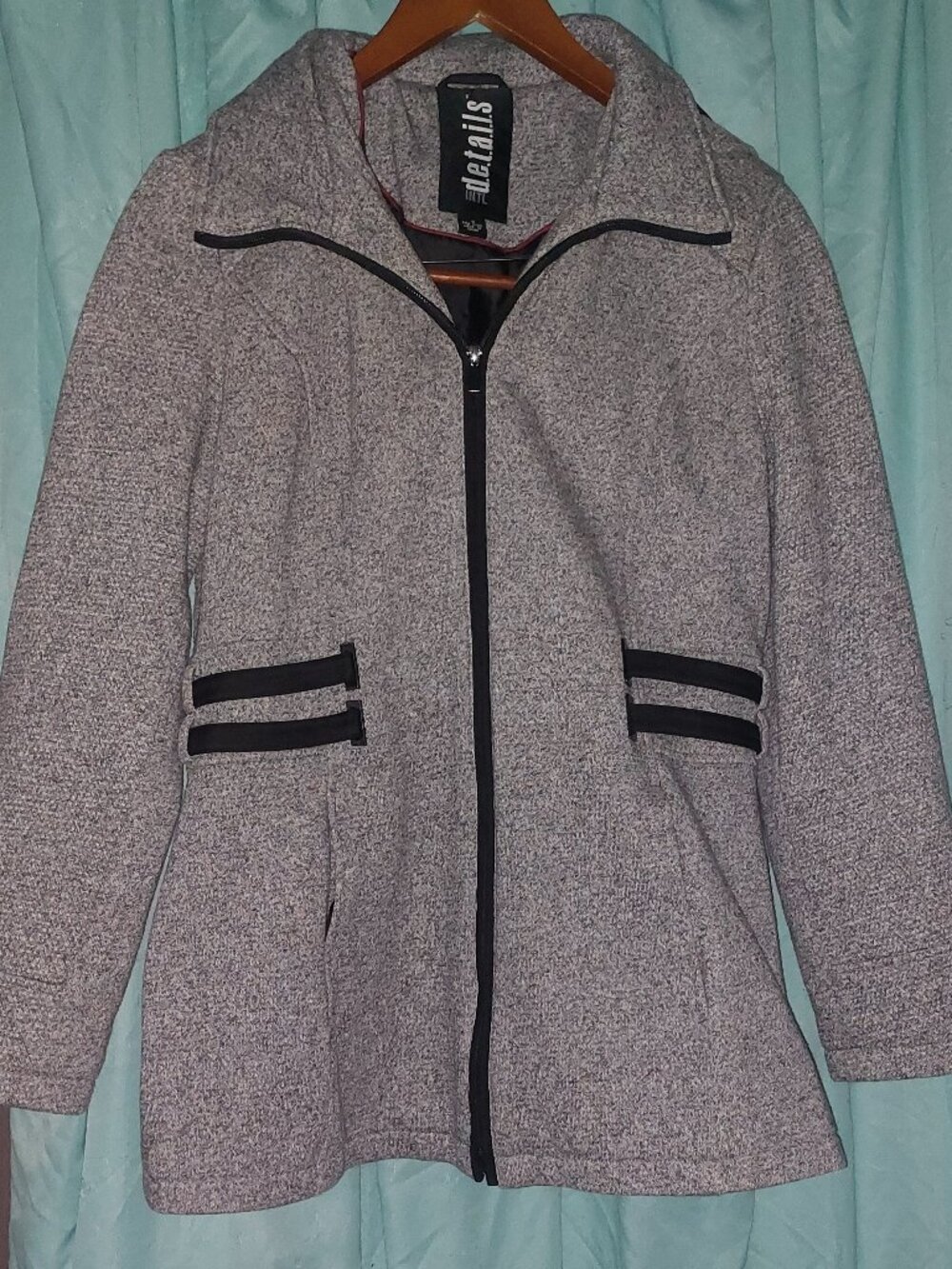 Details International Mid Weight Grey Trench Coat Size Small